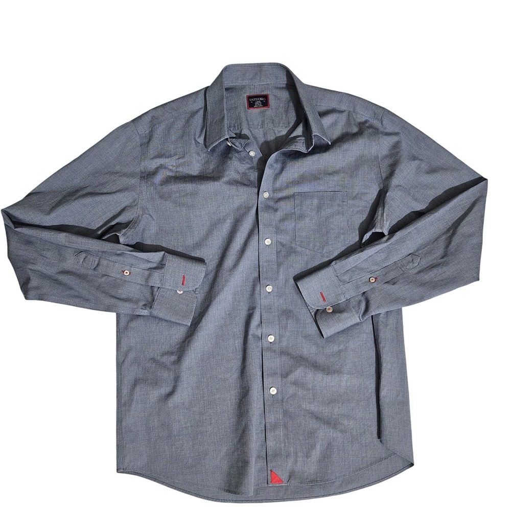 UNTUCKit Mens Large Blue Wrinkle Free Cotton Long Sleeve Button Down Shirt